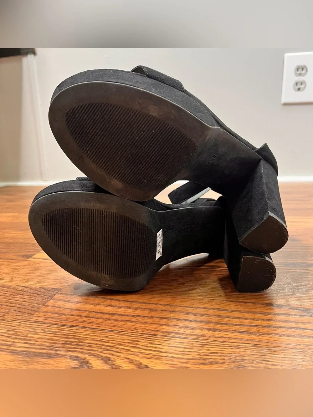 Torrid 4” Platform Tapered Heel in Black Faux Suede with Ankle Strap size 11.5WW